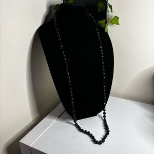 🖤 Black Beaded Long Necklace | Matte & Faceted Beads | Minimalist 🖤